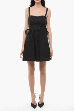 Vestito Svasato AMAZONIA in Popeline di Cotone con Dettagli Lace-Up>Pinko New