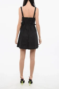 Vestito Svasato AMAZONIA in Popeline di Cotone con Dettagli Lace-Up>Pinko New