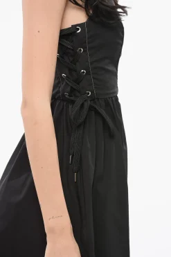 Vestito Svasato AMAZONIA in Popeline di Cotone con Dettagli Lace-Up></noscript>Pinko New