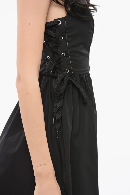 Vestito Svasato AMAZONIA in Popeline di Cotone con Dettagli Lace-Up>Pinko New