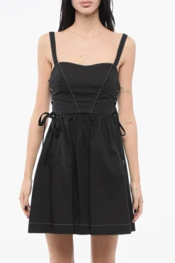 Vestito Svasato AMAZONIA in Popeline di Cotone con Dettagli Lace-Up></noscript>Pinko New