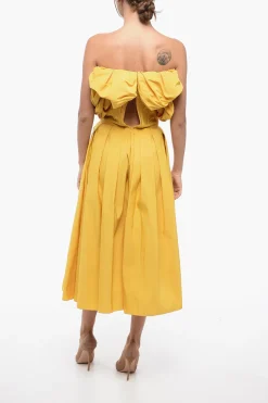 Fashion Vestito Svasato con Corsetto e Maniche a Palloncino Donna Vestiti