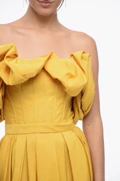 Fashion Vestito Svasato con Corsetto e Maniche a Palloncino Donna Vestiti