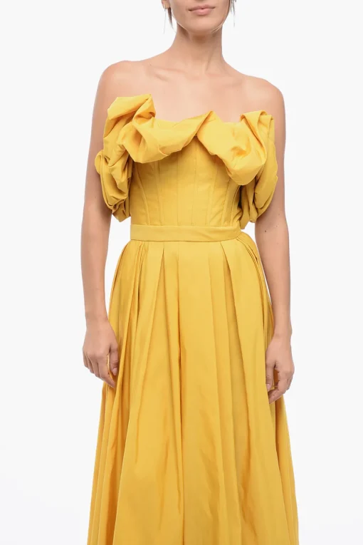 Fashion Vestito Svasato con Corsetto e Maniche a Palloncino Donna Vestiti