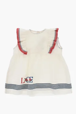 Clearance Vestito Svasato in Lino con Maniche Volant Abbigliamento