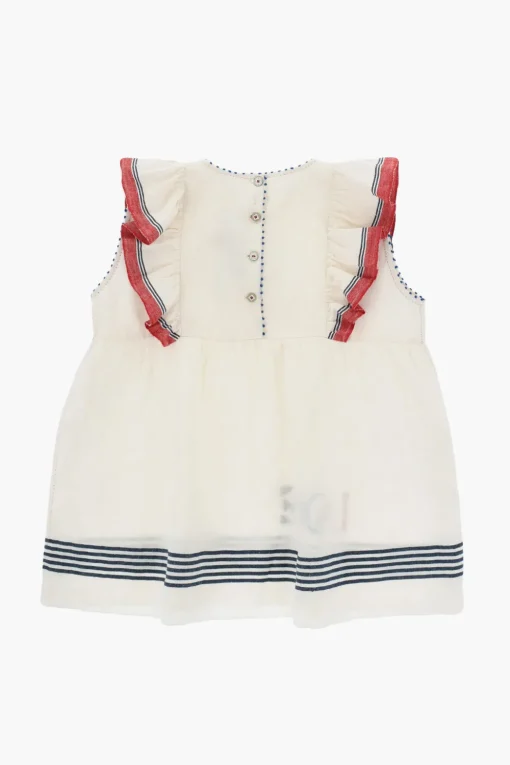 Clearance Vestito Svasato in Lino con Maniche Volant Abbigliamento