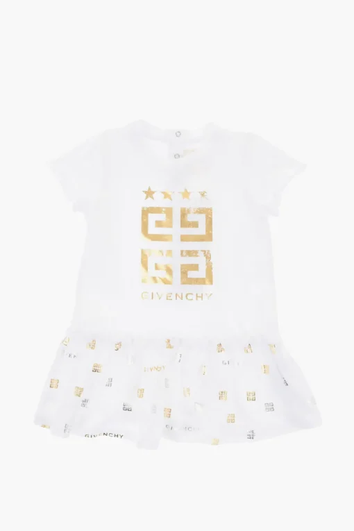 New Vestito Tee In Cotone Stretch con Monogram Effetto Dorato Abbigliamento