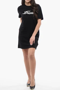 Vestito T-shirt D-EGOR Girocollo in Cotone con Stampa a Contrasto>Diesel Online