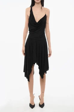 Online Vestito VITULANO Asimmetrico con Schiena Scoperta e Catena Dorata Donna Vestiti