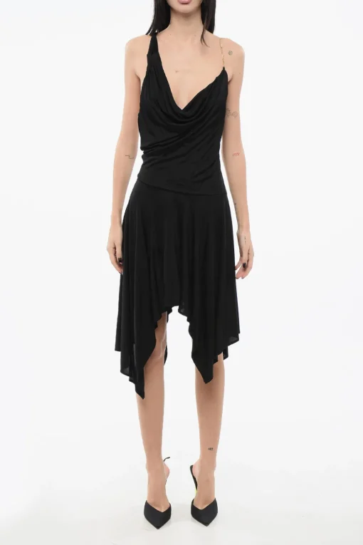 Online Vestito VITULANO Asimmetrico con Schiena Scoperta e Catena Dorata Donna Vestiti