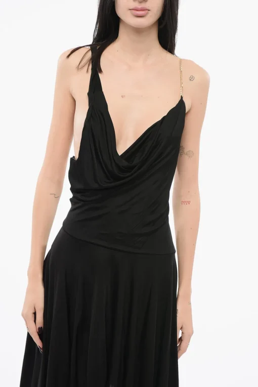 Online Vestito VITULANO Asimmetrico con Schiena Scoperta e Catena Dorata Donna Vestiti