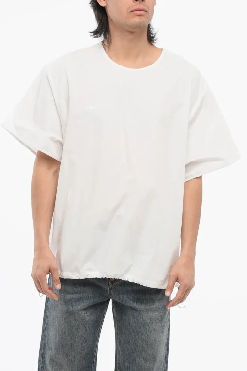 WALES BONNER Camicia In Popeline di Cotone con Coulisse Sul Fondo>Adidas Clearance