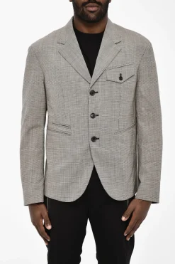 xgiacca a 3 bottoni pied-de-poule in lana vergine due spacchi>Dsquared2 Clearance