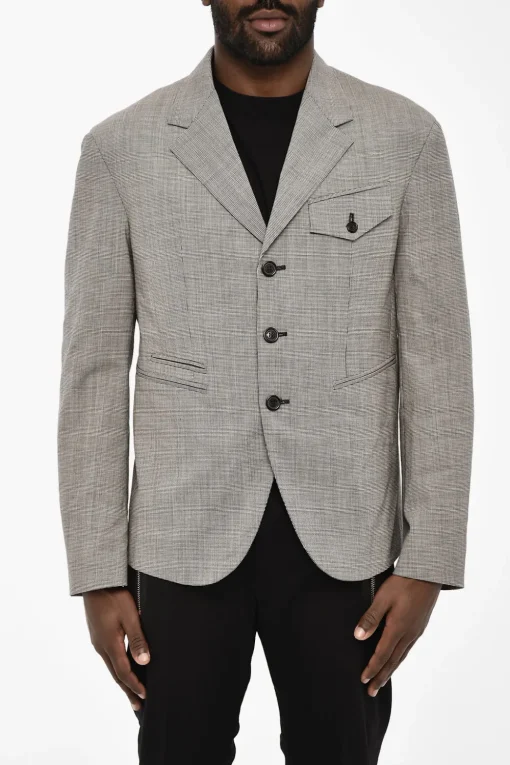 xgiacca a 3 bottoni pied-de-poule in lana vergine due spacchi>Dsquared2 Clearance