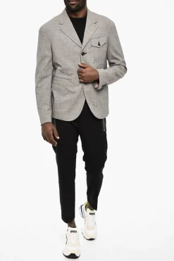 xgiacca a 3 bottoni pied-de-poule in lana vergine due spacchi></noscript>Dsquared2 Clearance