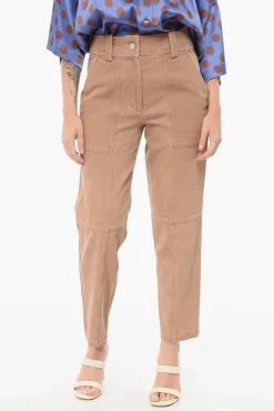 YS ARMY Pantaloni Chino in Denim con Cuciture Trasversali>Yves Salomon Fashion