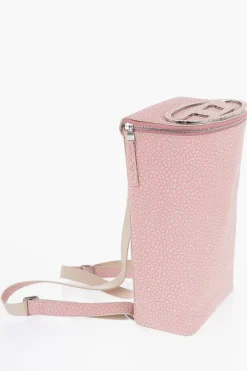 Zaino in Pelle Goffrata con Logo Applicato>Diesel Fashion