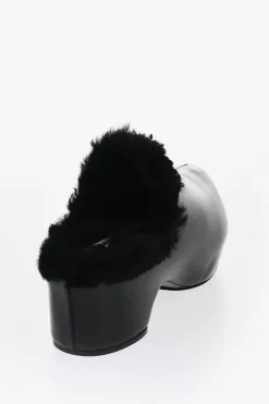 Sale Zoccoli In Pelle Con Imbottitura Shearling Donna Ballerine|Scarpe Basse