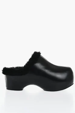 Sale Zoccoli In Pelle Con Imbottitura Shearling Donna Ballerine|Scarpe Basse